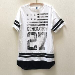 H&M Divided Graphic Tee Long T Shirt Mesh Bottom Size M Hip Hop Hipster Street